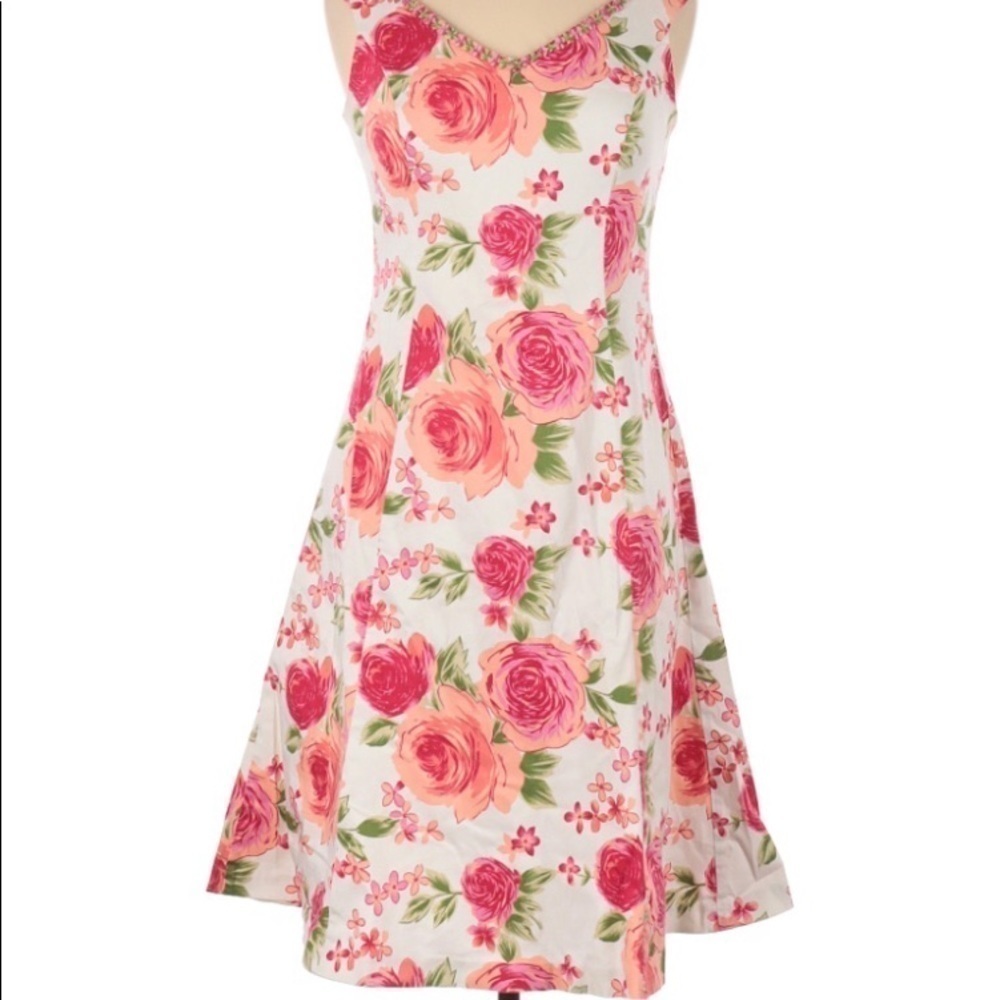 SPENCER JEREMY SLEEVELESS ROSES A-LINE DRESS 6 - Picture 2 of 4